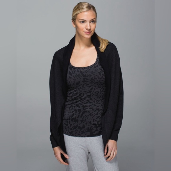 lululemon athletica Sweaters - Lululemon Cabin Yogi Wrap Heathered Black / Black Cozy Dance Yoga Size Large